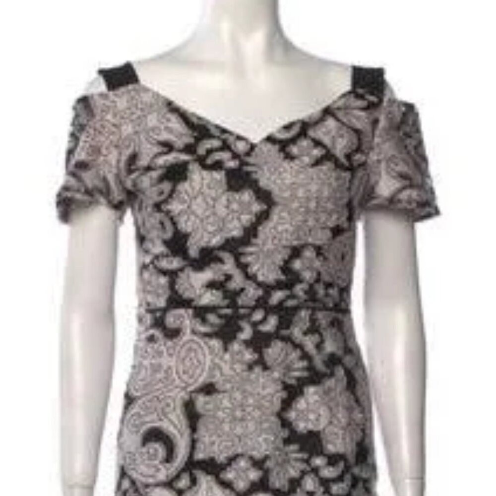 roland mouret wedding guest party floral (very erdem) navy midi dress us6
